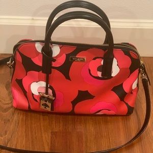Katespade bright water satchel red floral leather